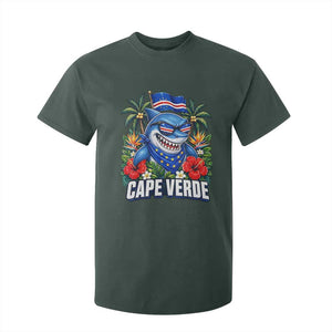 Cape Verde Cool Blue Shark Tropical Graphic T Shirt For Kid Cabo Verde Paradise Verdean Soccer Football Fans