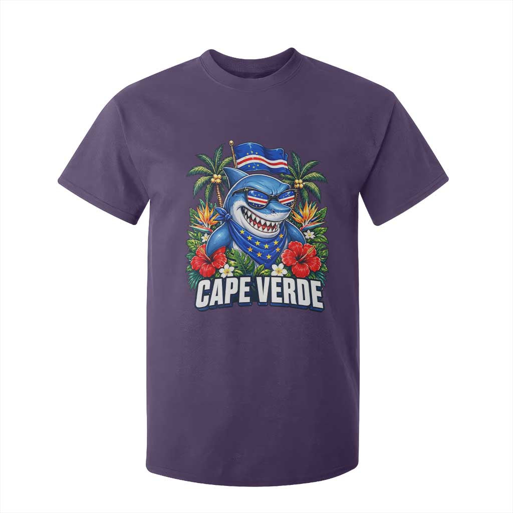 Cape Verde Cool Blue Shark Tropical Graphic T Shirt For Kid Cabo Verde Paradise Verdean Soccer Football Fans