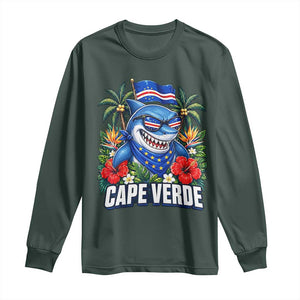 Cape Verde Cool Blue Shark Tropical Graphic Long Sleeve Shirt Cabo Verde Paradise Verdean Soccer Football Fans