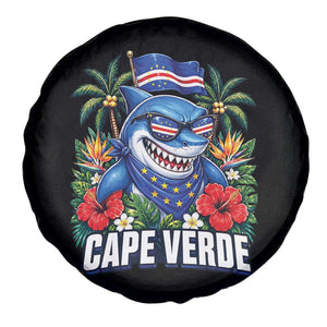 Cape Verde Cool Blue Shark Tropical Graphic Spare Tire Cover Cabo Verde Paradise Verdean Soccer Football Fans TS02 Print Your Wear