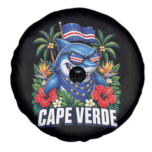 Cape Verde Cool Blue Shark Tropical Graphic Spare Tire Cover Cabo Verde Paradise Verdean Soccer Football Fans TS02 Print Your Wear