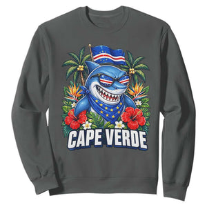 Cape Verde Cool Blue Shark Tropical Graphic Sweatshirt Cabo Verde Paradise Verdean Soccer Football Fans