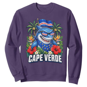 Cape Verde Cool Blue Shark Tropical Graphic Sweatshirt Cabo Verde Paradise Verdean Soccer Football Fans