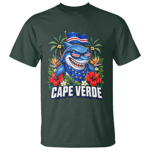 Cape Verde Cool Blue Shark Tropical Graphic T Shirt Cabo Verde Paradise Verdean Soccer Football Fans