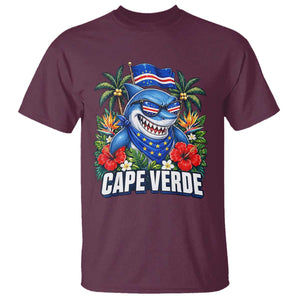 Cape Verde Cool Blue Shark Tropical Graphic T Shirt Cabo Verde Paradise Verdean Soccer Football Fans
