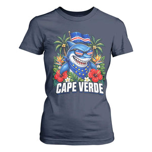 Cape Verde Cool Blue Shark Tropical Graphic T Shirt For Women Cabo Verde Paradise Verdean Soccer Football Fans