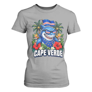 Cape Verde Cool Blue Shark Tropical Graphic T Shirt For Women Cabo Verde Paradise Verdean Soccer Football Fans