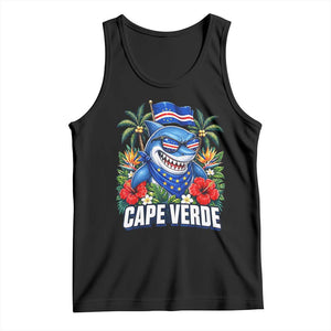 Cape Verde Cool Blue Shark Tropical Graphic Tank Top Cabo Verde Paradise Verdean Soccer Football Fans