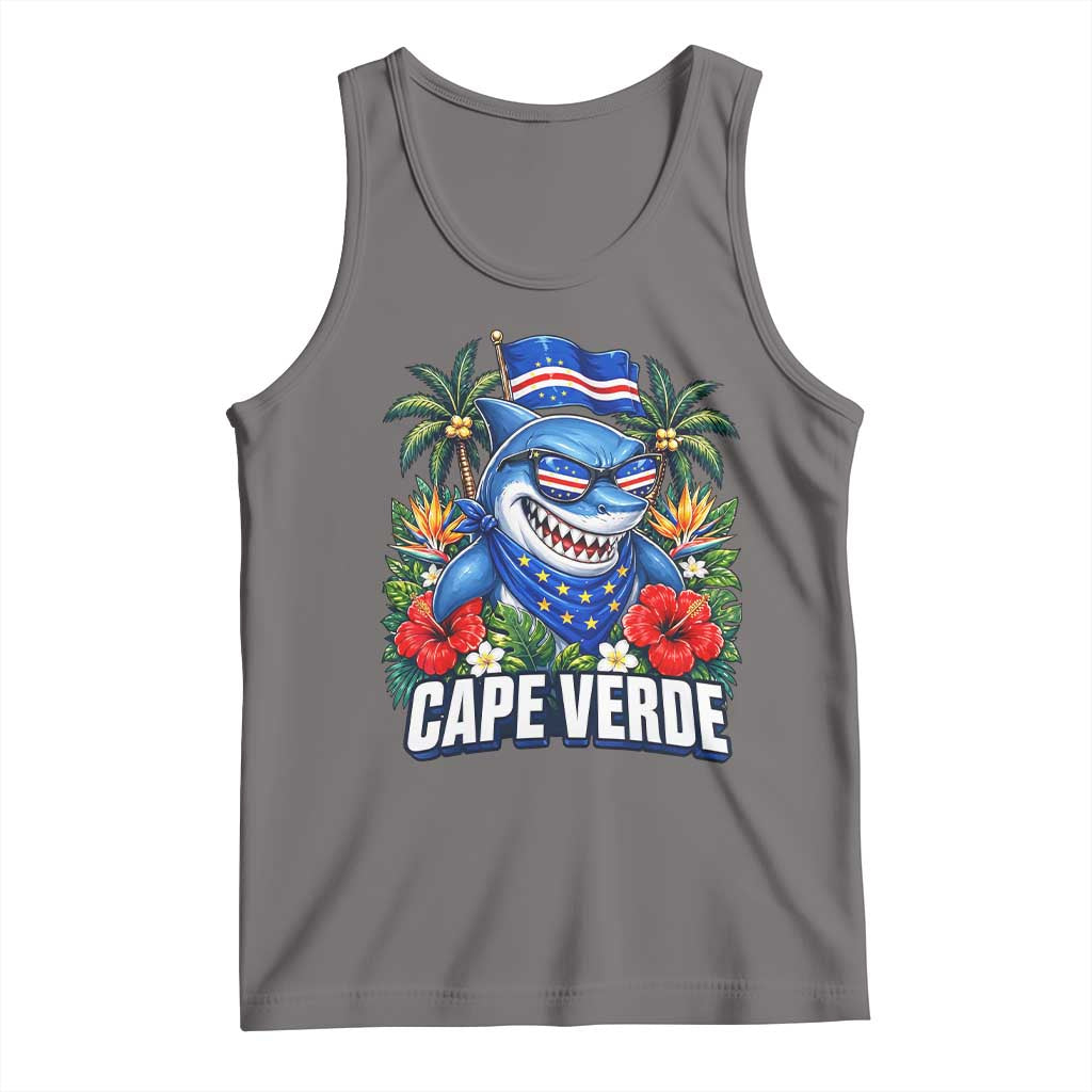 Cape Verde Cool Blue Shark Tropical Graphic Tank Top Cabo Verde Paradise Verdean Soccer Football Fans