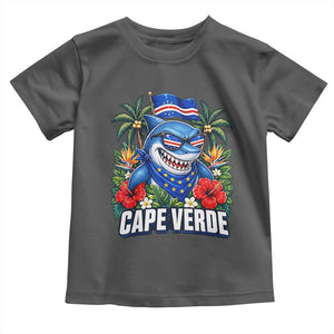 Cape Verde Cool Blue Shark Tropical Graphic Toddler T Shirt Cabo Verde Paradise Verdean Soccer Football Fans
