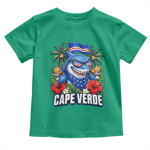 Cape Verde Cool Blue Shark Tropical Graphic Toddler T Shirt Cabo Verde Paradise Verdean Soccer Football Fans