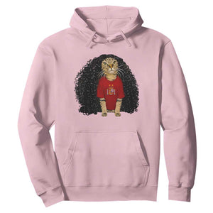 Funny Long Curly Hair Wig Soccer Cat Graphic Hoodie Spain Espana Sports Fans Meme Spanish Pride