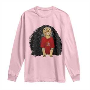 Funny Long Curly Hair Wig Soccer Cat Graphic Long Sleeve Shirt Spain Espana Sports Fans Meme Spanish Pride
