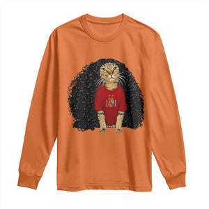 Funny Long Curly Hair Wig Soccer Cat Graphic Long Sleeve Shirt Spain Espana Sports Fans Meme Spanish Pride