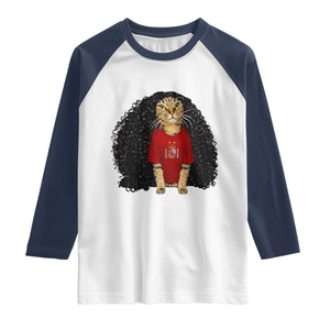 Funny Long Curly Hair Wig Soccer Cat Graphic Raglan Shirt Spain Espana Sports Fans Meme Spanish Pride
