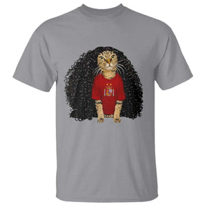 Funny Long Curly Hair Wig Soccer Cat Graphic T Shirt Spain Espana Sports Fans Meme Spanish Pride