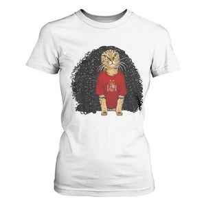 Funny Long Curly Hair Wig Soccer Cat Graphic T Shirt For Women Spain Espana Sports Fans Meme Spanish Pride