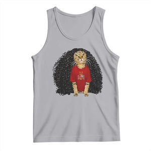 Funny Long Curly Hair Wig Soccer Cat Graphic Tank Top Spain Espana Sports Fans Meme Spanish Pride