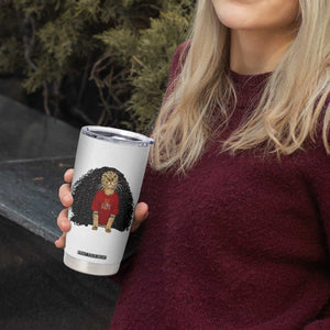 Funny Long Curly Hair Wig Soccer Cat Graphic Tumbler Cup Spain Espana Sports Fans Meme Spanish Pride
