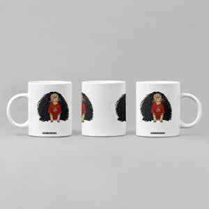 Funny Long Curly Hair Wig Soccer Cat Graphic Coffee Mug Spain Espana Sports Fans Meme Spanish Pride