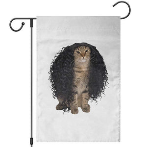 Funny Long Curly Hair Wig Cat Soccer Fans Garden Flag Football Meme Sports Humor