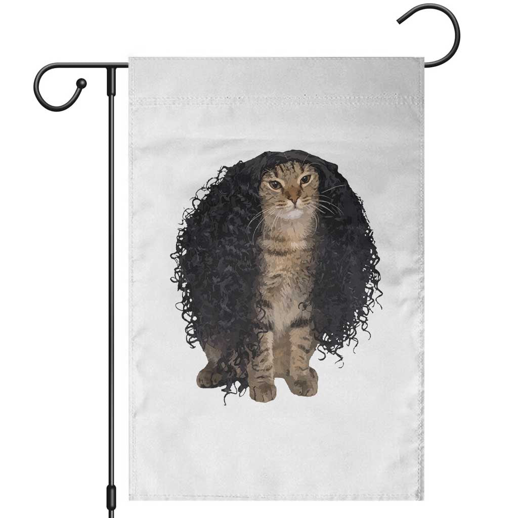 Funny Long Curly Hair Wig Cat Soccer Fans Garden Flag Football Meme Sports Humor TS02 White Print Your Wear