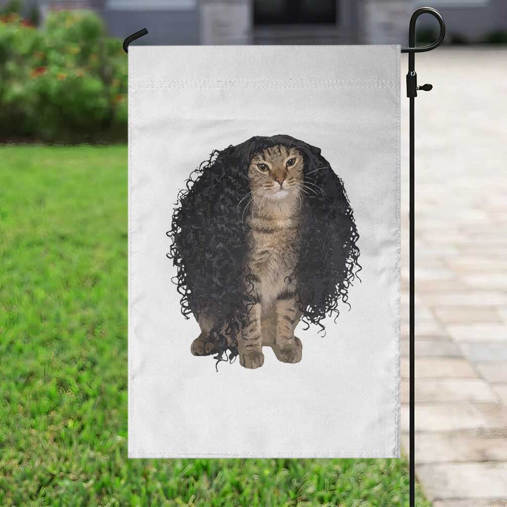 Funny Long Curly Hair Wig Cat Soccer Fans Garden Flag Football Meme Sports Humor