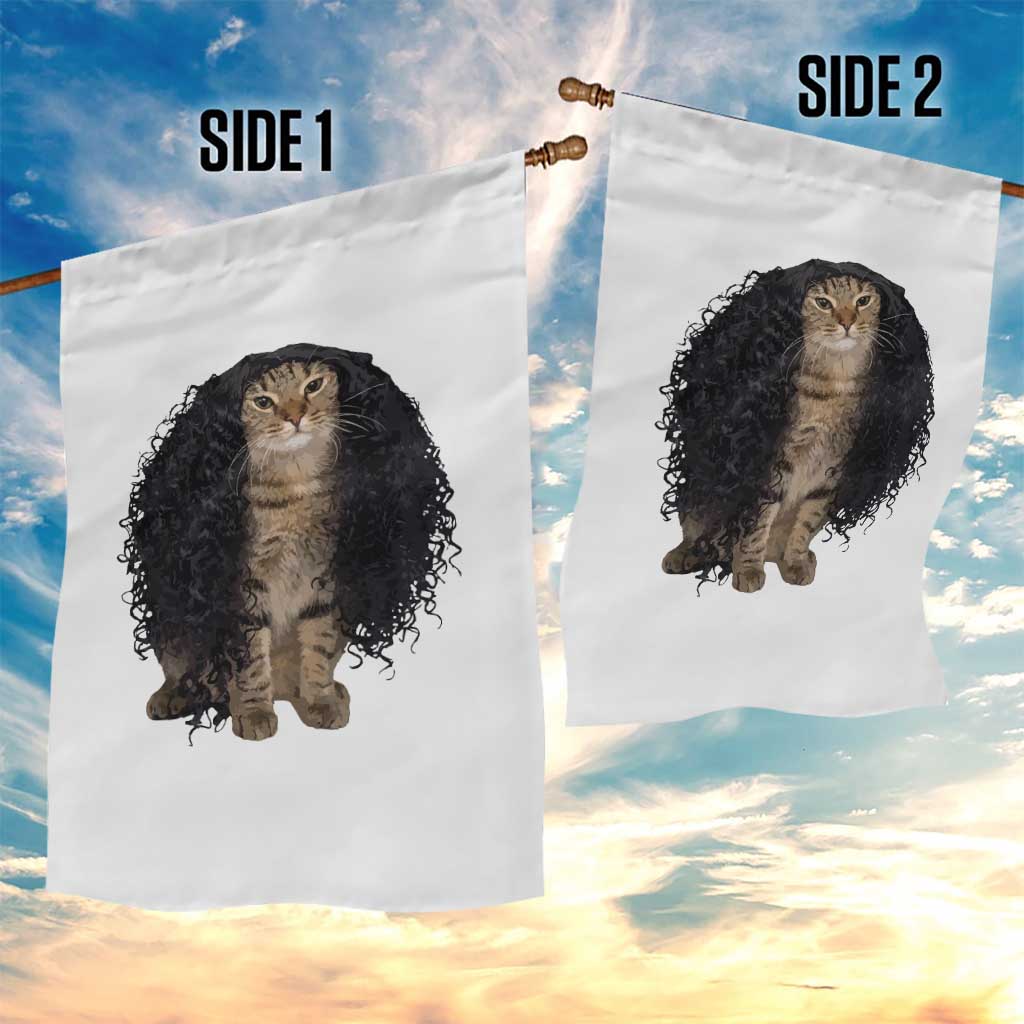 Funny Long Curly Hair Wig Cat Soccer Fans Garden Flag Football Meme Sports Humor