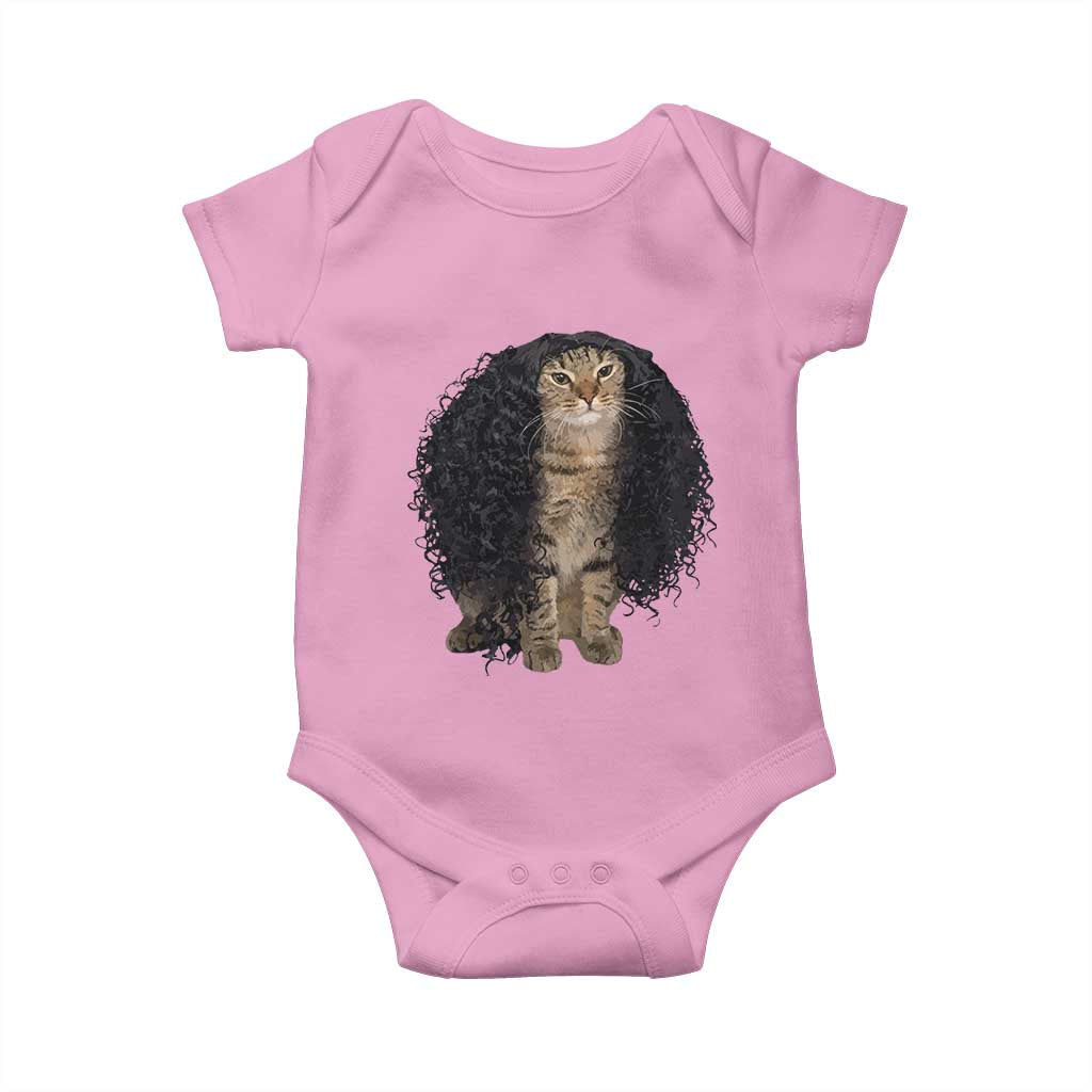 Funny Long Curly Hair Wig Cat Soccer Fans Baby Onesie Football Meme Sports Humor
