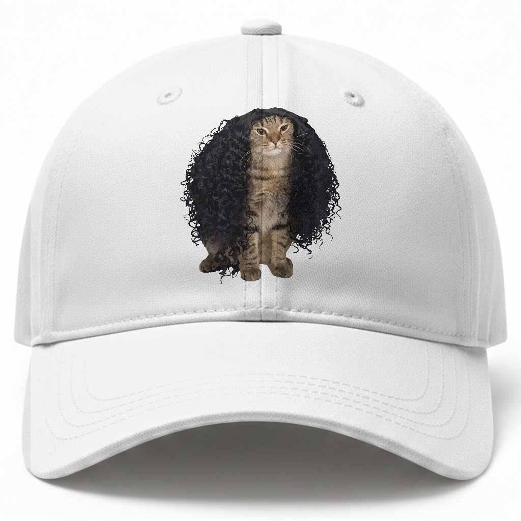 Funny Long Curly Hair Wig Cat Soccer Fans Baseball Cap Football Meme Sports Humor TS02 Print Your Wear