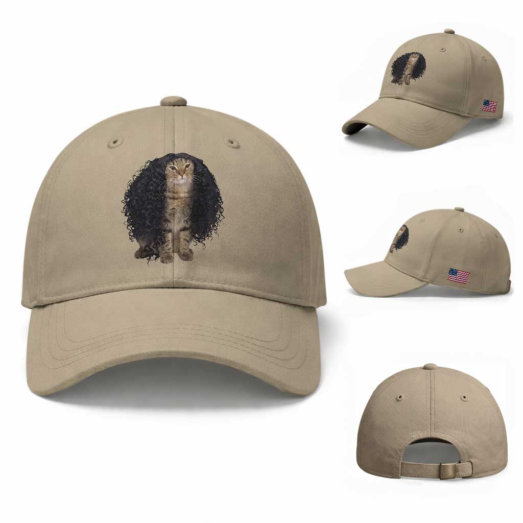 Funny Long Curly Hair Wig Cat Soccer Fans Baseball Cap Football Meme Sports Humor