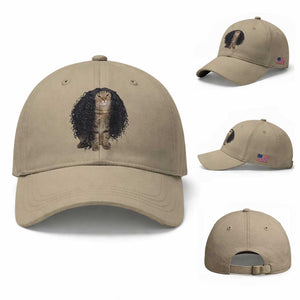 Funny Long Curly Hair Wig Cat Soccer Fans Baseball Cap Football Meme Sports Humor