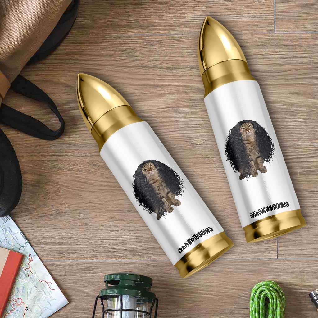 Funny Long Curly Hair Wig Cat Soccer Fans Bullet Tumbler Football Meme Sports Humor