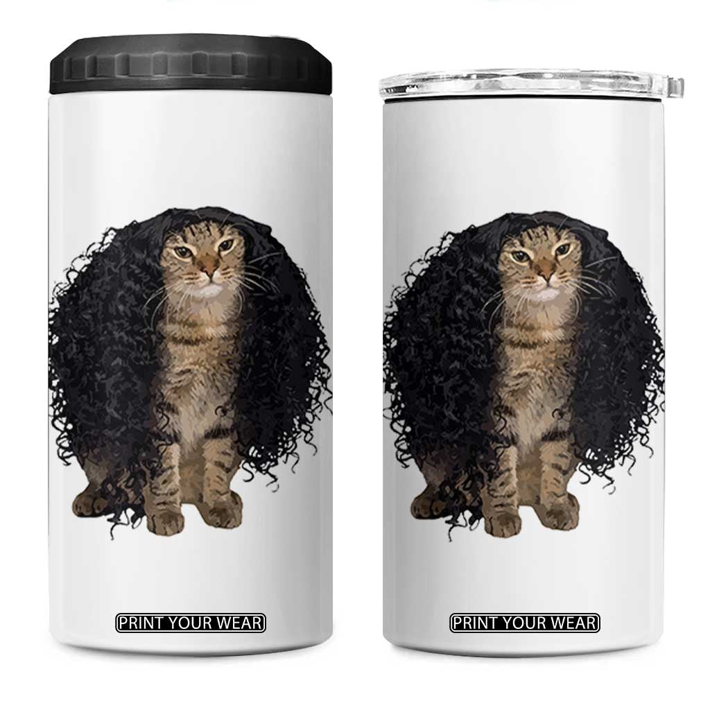 Funny Long Curly Hair Wig Cat Soccer Fans 4 in 1 Can Cooler Tumbler Football Meme Sports Humor TS02 One Size: 16 oz White Print Your Wear