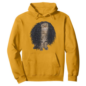 Funny Long Curly Hair Wig Cat Soccer Fans Hoodie Football Meme Sports Humor
