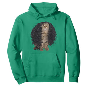 Funny Long Curly Hair Wig Cat Soccer Fans Hoodie Football Meme Sports Humor