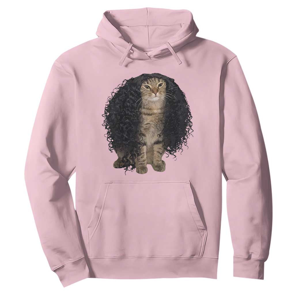 Funny Long Curly Hair Wig Cat Soccer Fans Hoodie Football Meme Sports Humor