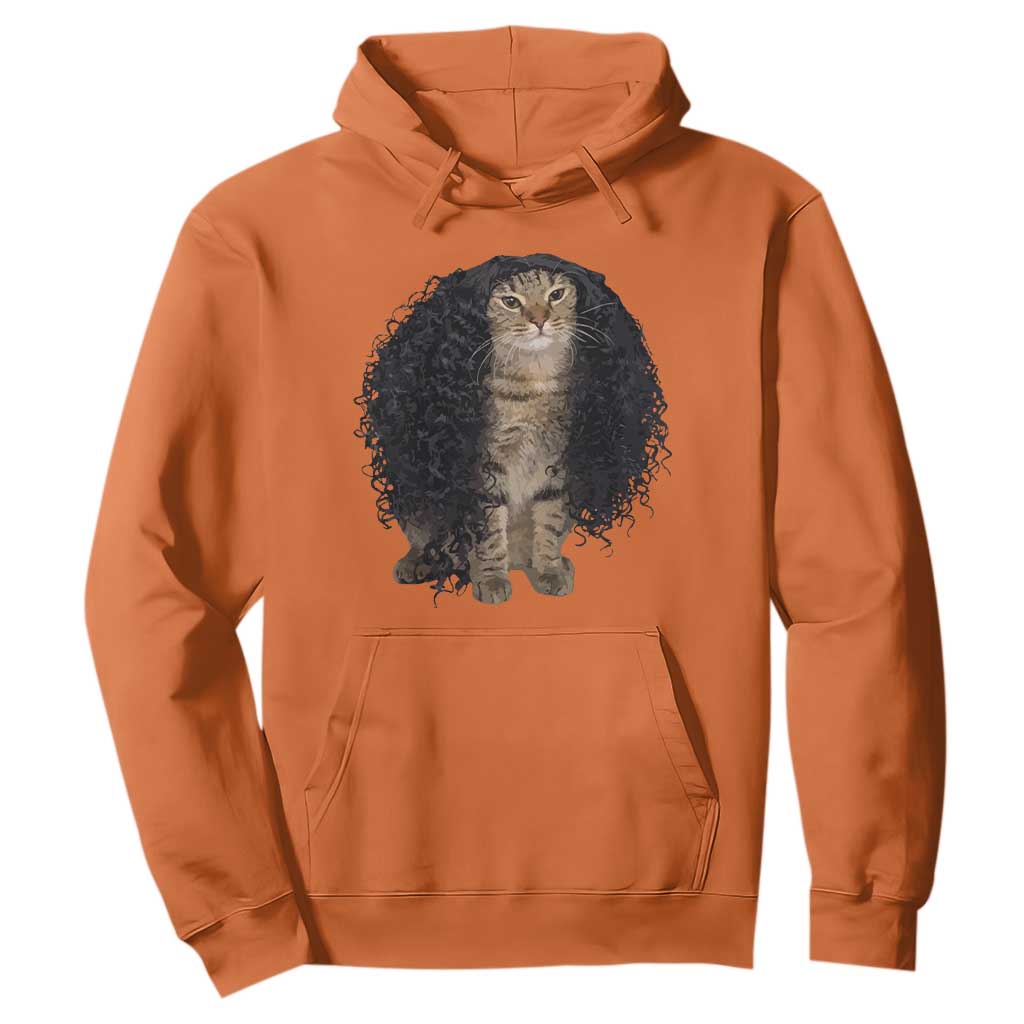 Funny Long Curly Hair Wig Cat Soccer Fans Hoodie Football Meme Sports Humor