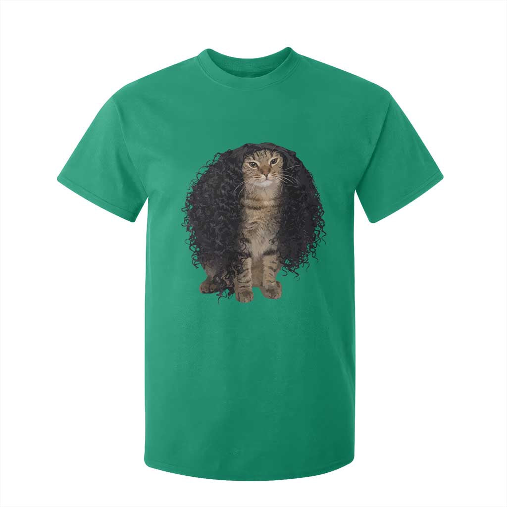 Funny Long Curly Hair Wig Cat Soccer Fans T Shirt For Kid Football Meme Sports Humor