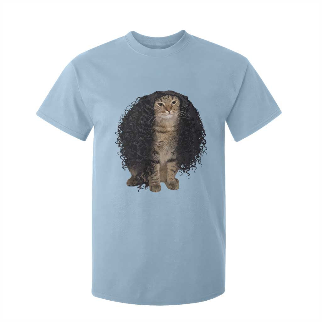 Funny Long Curly Hair Wig Cat Soccer Fans T Shirt For Kid Football Meme Sports Humor