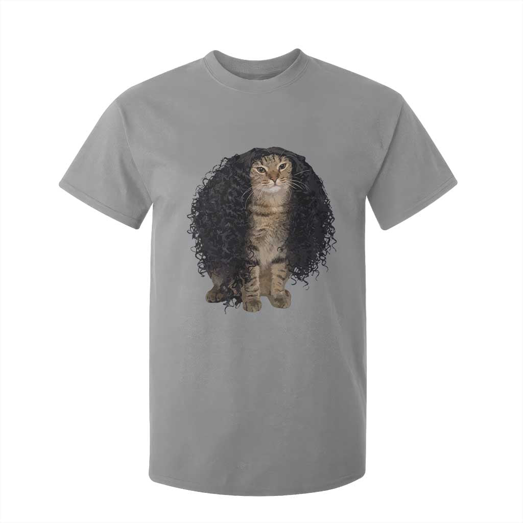Funny Long Curly Hair Wig Cat Soccer Fans T Shirt For Kid Football Meme Sports Humor
