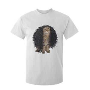 Funny Long Curly Hair Wig Cat Soccer Fans T Shirt For Kid Football Meme Sports Humor
