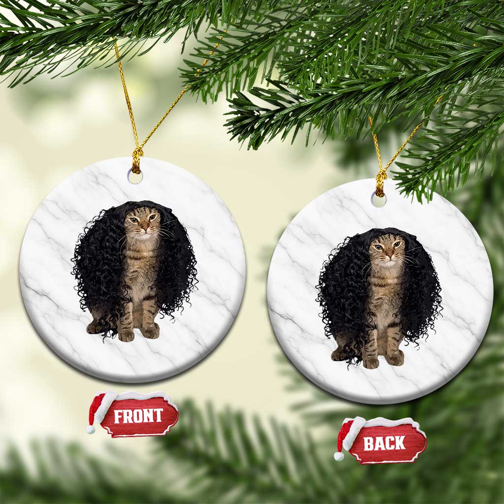 Funny Long Curly Hair Wig Cat Soccer Fans Ceramic Ornament Football Meme Sports Humor TS02 1pc White Marble Print Your Wear