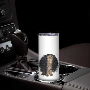 Funny Long Curly Hair Wig Cat Soccer Fans Skinny Tumbler Football Meme Sports Humor
