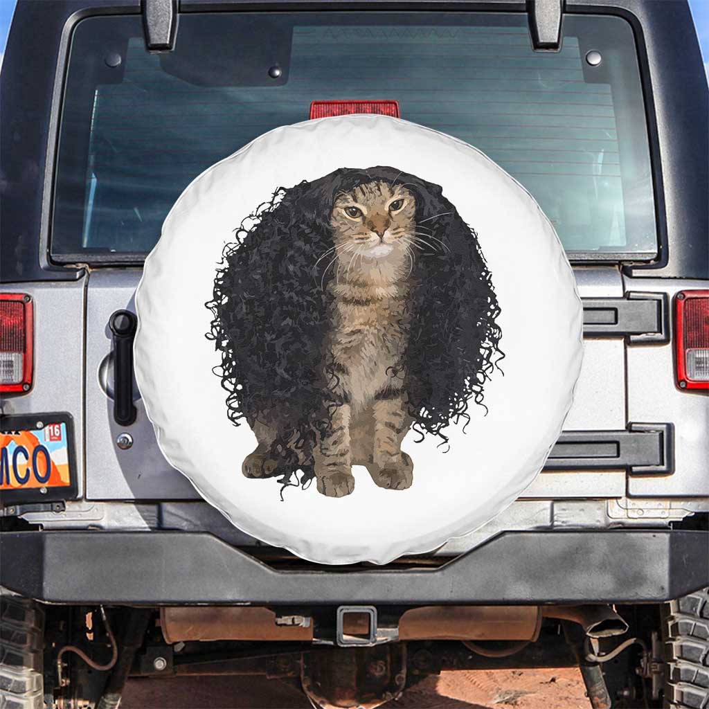 Funny Long Curly Hair Wig Cat Soccer Fans Spare Tire Cover Football Meme Sports Humor