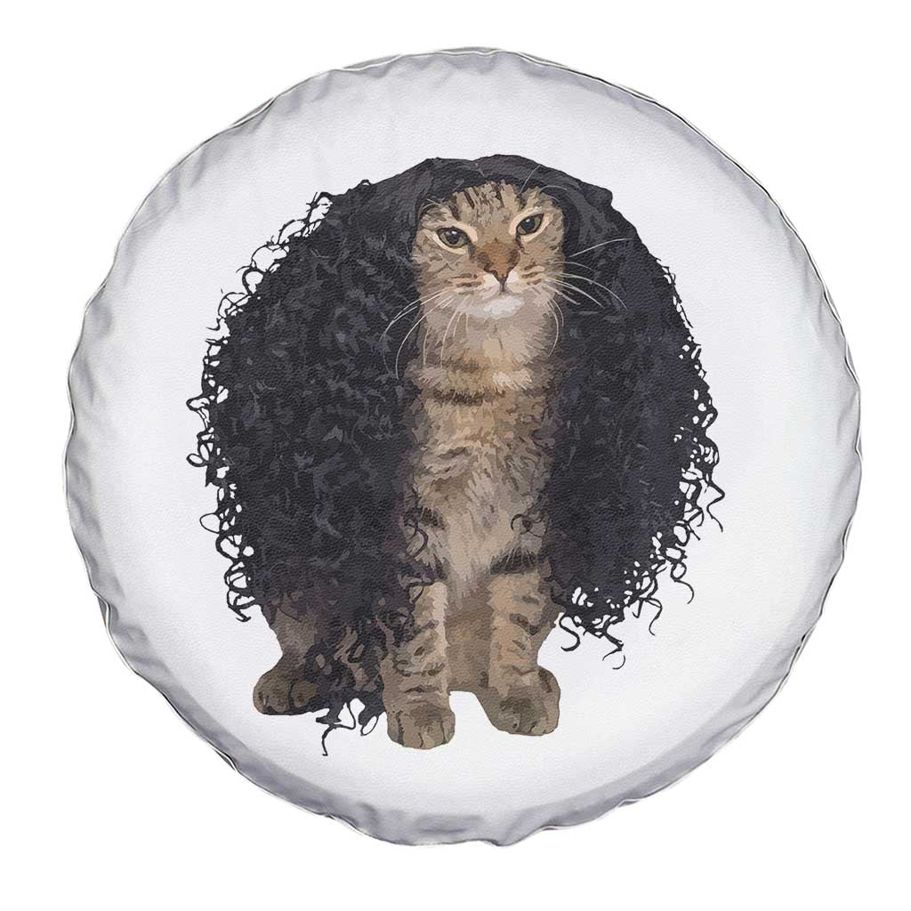 Funny Long Curly Hair Wig Cat Soccer Fans Spare Tire Cover Football Meme Sports Humor