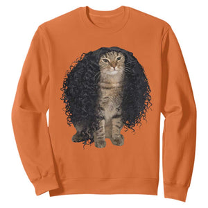 Funny Long Curly Hair Wig Cat Soccer Fans Sweatshirt Football Meme Sports Humor