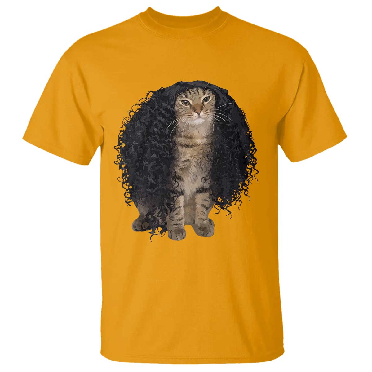 Funny Long Curly Hair Wig Cat Soccer Fans T Shirt Football Meme Sports Humor
