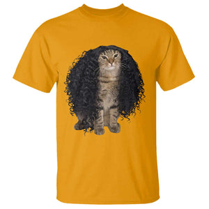 Funny Long Curly Hair Wig Cat Soccer Fans T Shirt Football Meme Sports Humor