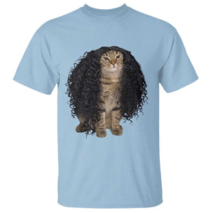 Funny Long Curly Hair Wig Cat Soccer Fans T Shirt Football Meme Sports Humor